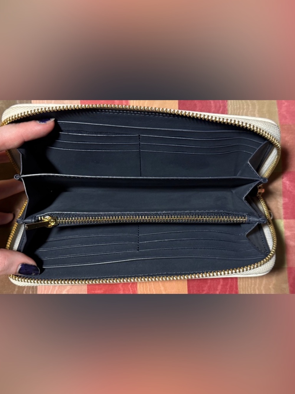 COACH Dempsey 40 Navy Denim/White Signature Tote with Wallet Double Zip Wristlet - Picture 14 of 14